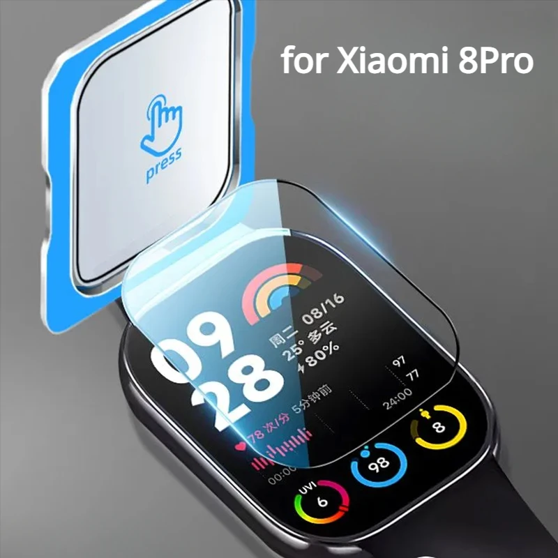 Protector de pantalla de vidrio templado para Xiaomi Miband 8 Pro, película protectora de reloj inteligente ultraclara de cobertura completa para Mi Band 8 Pro