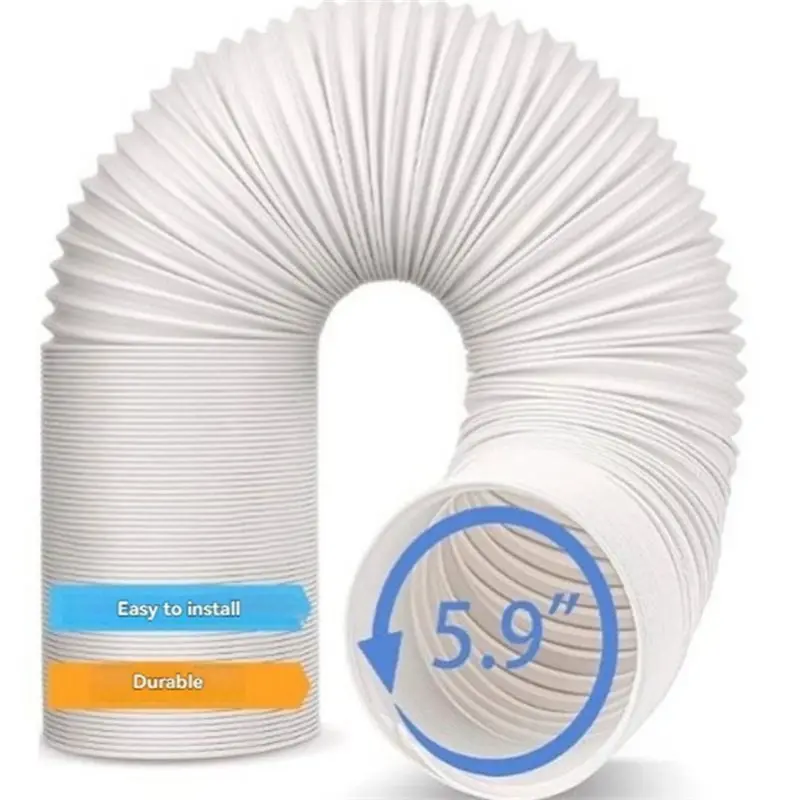 A36T-Air Conditioner Hose Insulation Sleeve Counter-Clockwise Flexible PP Steel Wire Vent Pipe Extension 0.5M