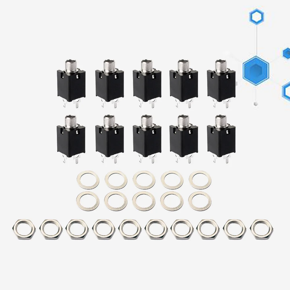 

10Pcs Guitar Stereo Jack Threaded Cylinder Endpin for Acoustic Electric Bass Guitar Output Input Replacement Socket Plug