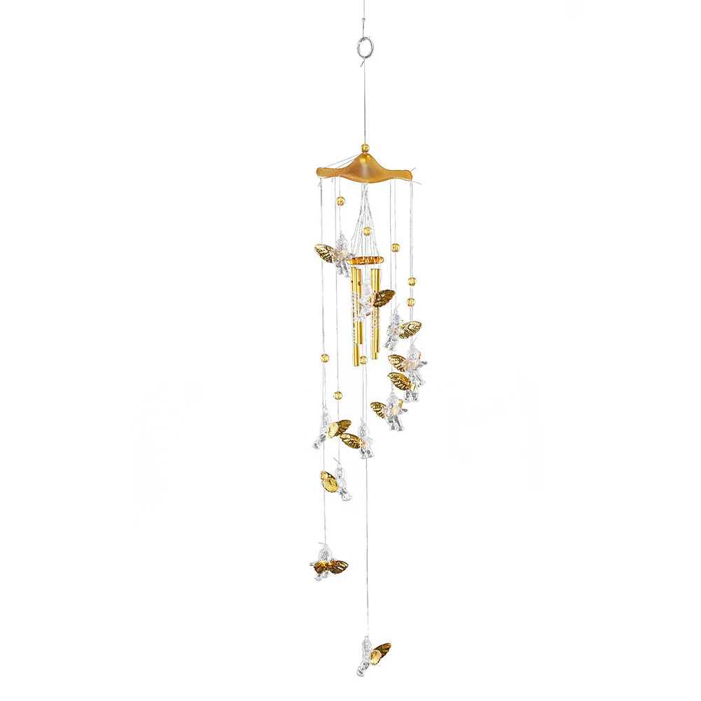 Angel Wind Chimes Bells Decor Aluminium Alloy 5 Tubes Wind Chimes Bells Pendant Home Living Props Hanging Swing for Yard Garden