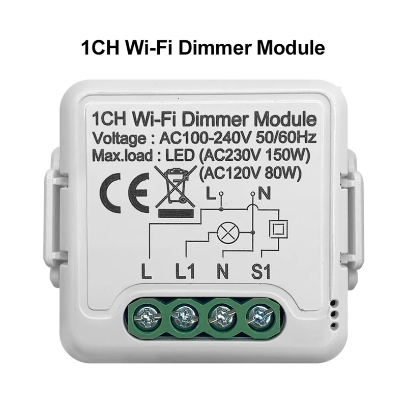 Módulo de interruptor de atenuación inteligente con Wifi, Compatible con Tuya, 10A, Control de 2 vías, 1 Banda, Compatible con Google Home, Alexa, Smart Life App