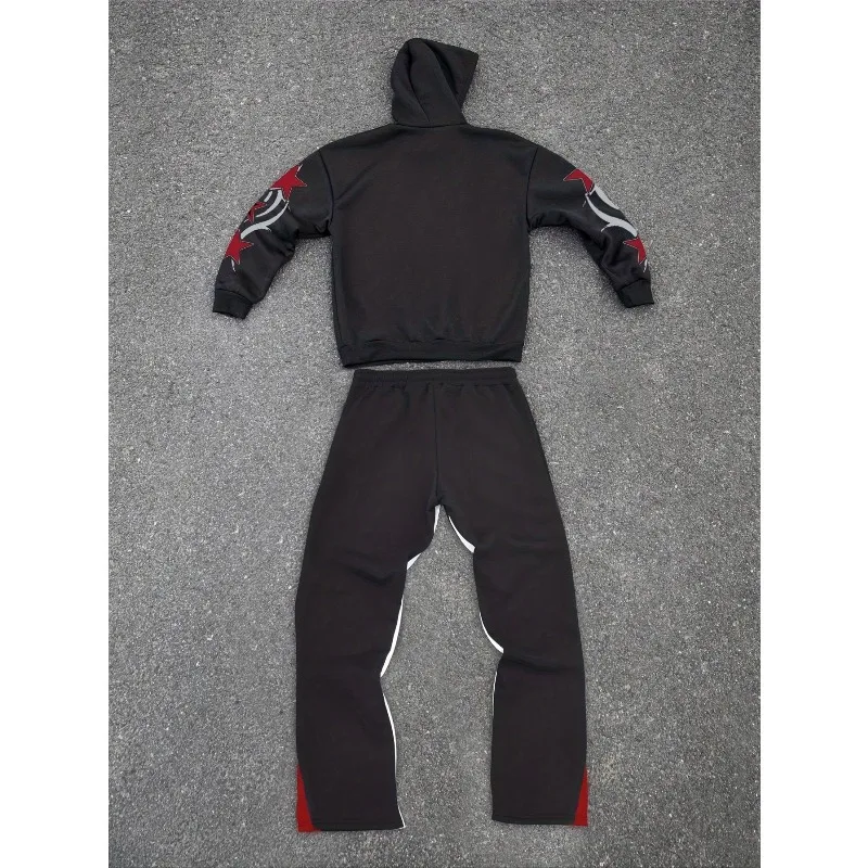 2025 قطعتين عارضة الأزياء إلكتروني تمثال الحرية نمط 3D مطبوعة هوديي يقترن عدد السراويل المستقيمة