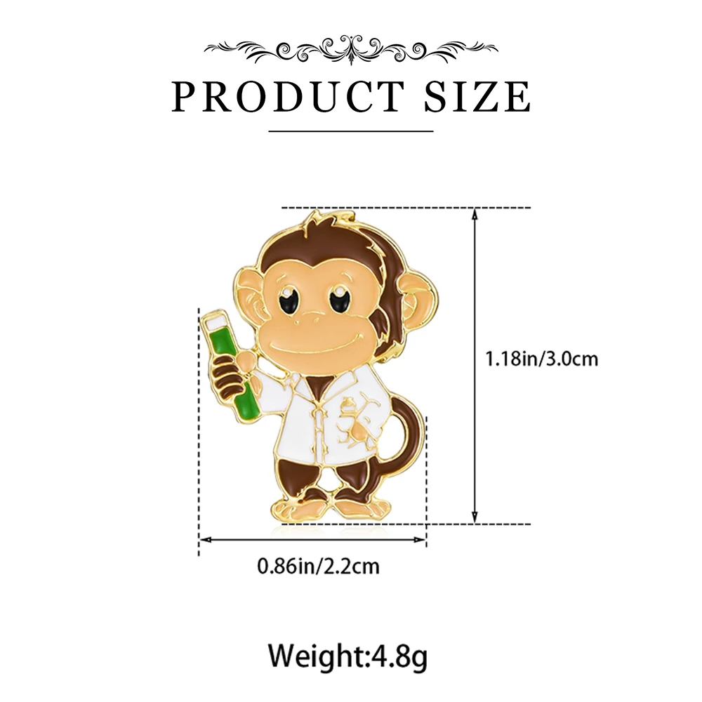 Hanreshe Funny Monkey Scientist Enamel Pin Science Lab Backpack Lapel Brooch Badge Jewelry Gifts for Experiment Lovers