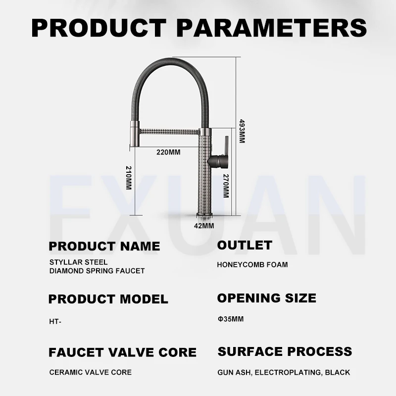 Household Kitchen Faucet Gray Sink Faucet Single Handle Mixer Tap Installation Kitchen Water Tap Metal Hose Rotation Mixer Tap