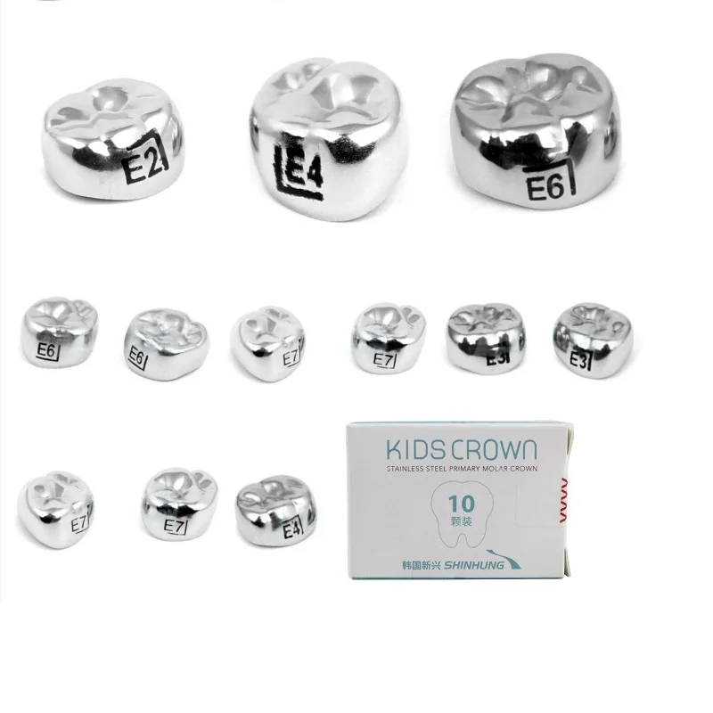 EUR Stainless Steel Korea Shinhung  Kids Crown Primary Molar Crown Temporary Teeth Crown For Children  Dental Kids Teeth Crown