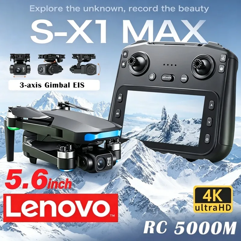 

Дрон Lenovo S-X1 Professional GPS с камерой 8K HD, трехосевым стабилизатором, 5G Wi-Fi, бесщеточным двигателем, FPV и функцией обхода препятствий.