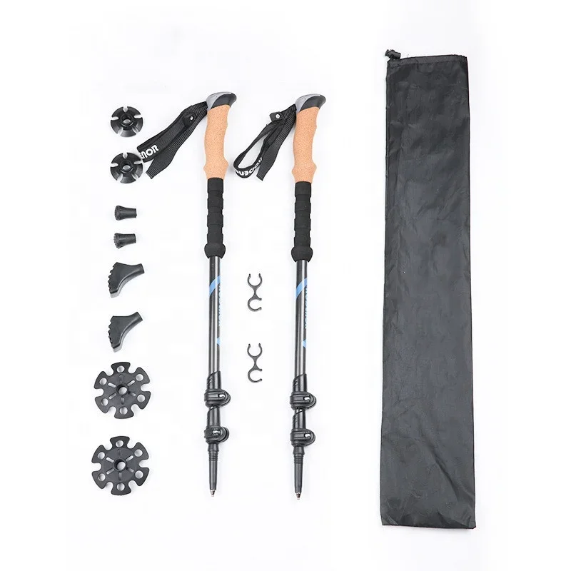 Trending Telescopic Carbon Fiber Trekking Pole Nordic Walking Pole Alpenstock for Hiking Climbing