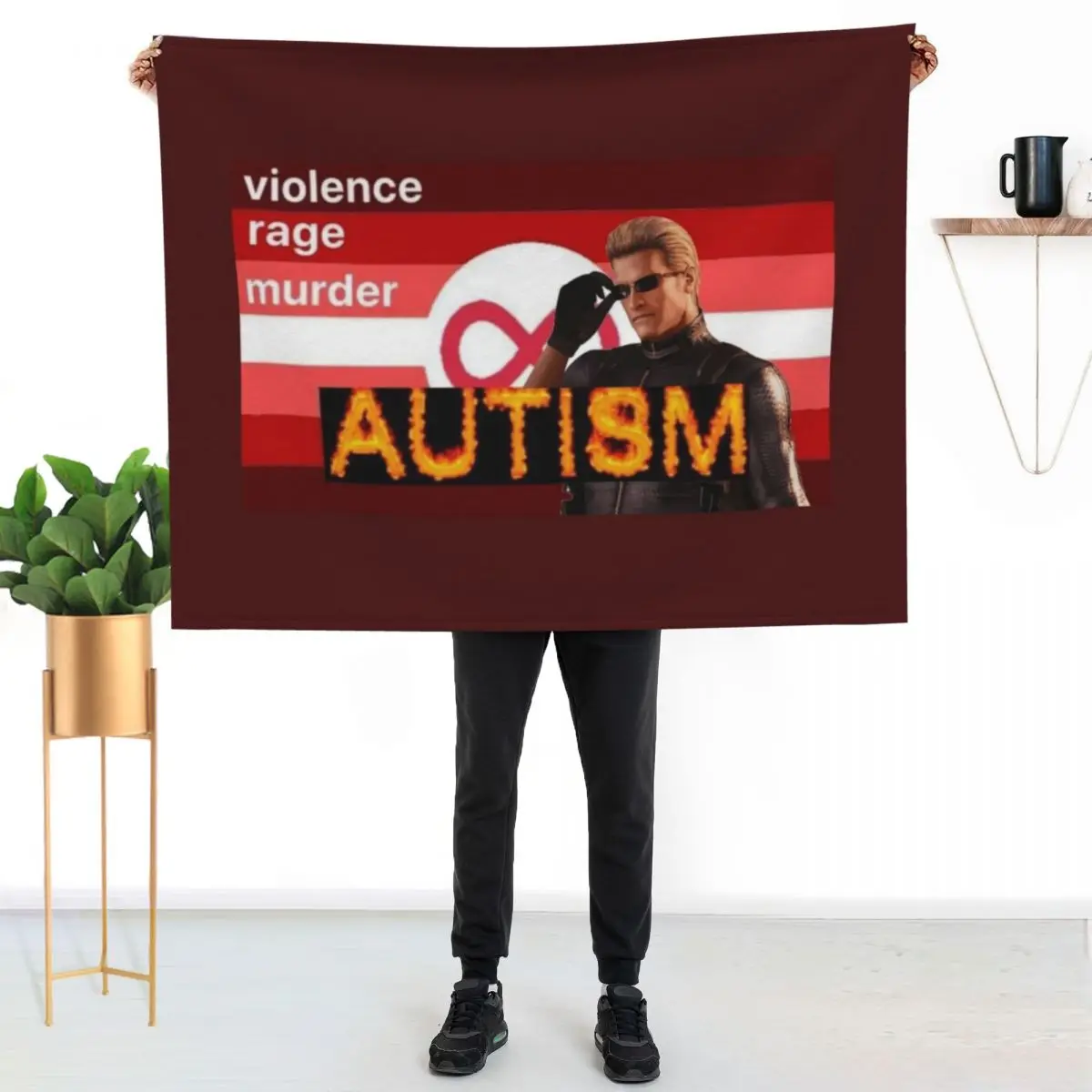 

evil autism pride flag wesker Throw Blanket All Season Soft Lightweight Blanket for Home