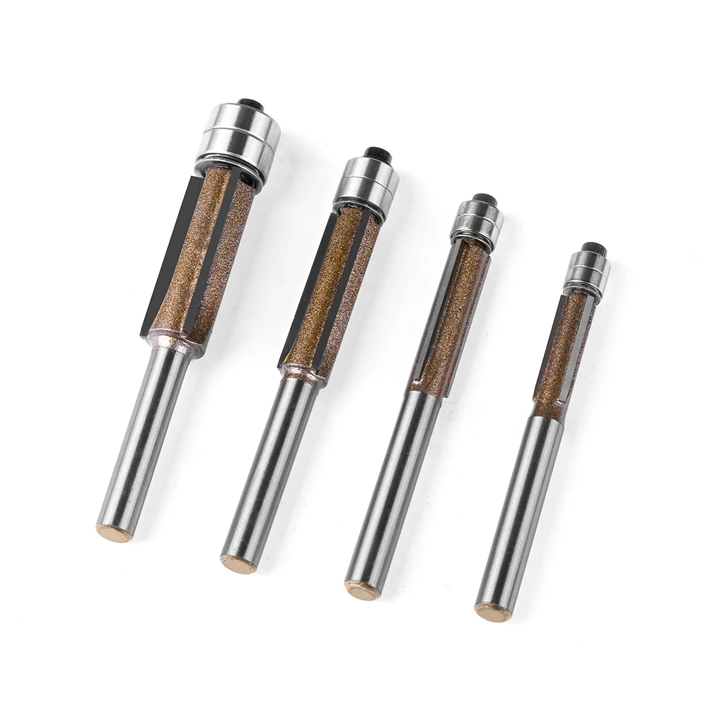1PC 6mm 1/4in Gambo a tre lame Doppio cuscinetto A filo Trim Bit Router Bit Professionale lavorazione del legno Fresa per legno Bit