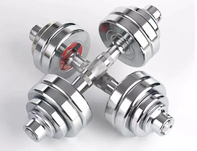 Wholesale gym 10 kg adjustable electroplated steel dumbbells  dumbbell  set    gym weight