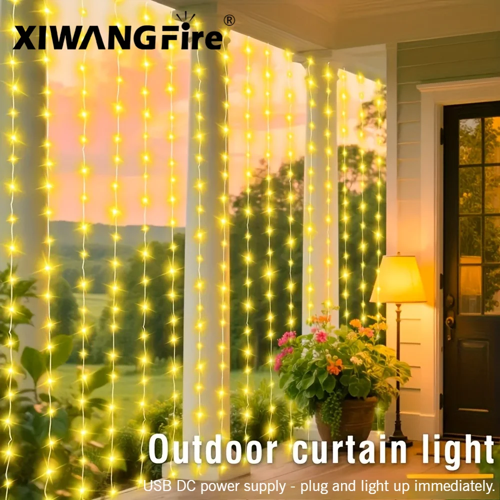 3M LED Curtain String Lights Fairy Decoration USB Holiday Garland Lamp 8 Mode For Home Garden Christmas Party New Year Wedding