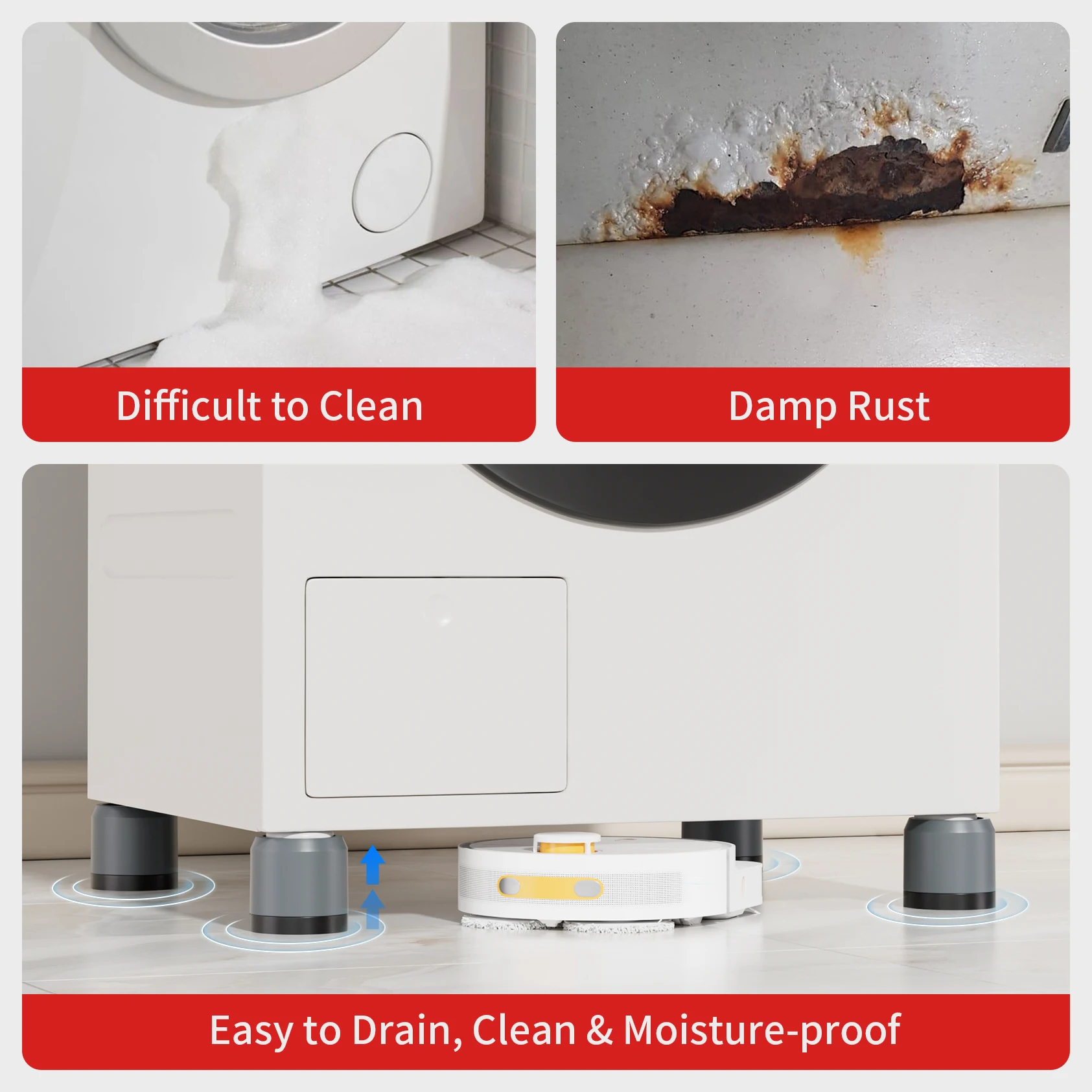 Anti vibrations pads für Waschmaschinen mit starker Adsorption Saugnapf halterung Waschmaschine Waschmaschine angehobener Fuß schützt – Detail 8