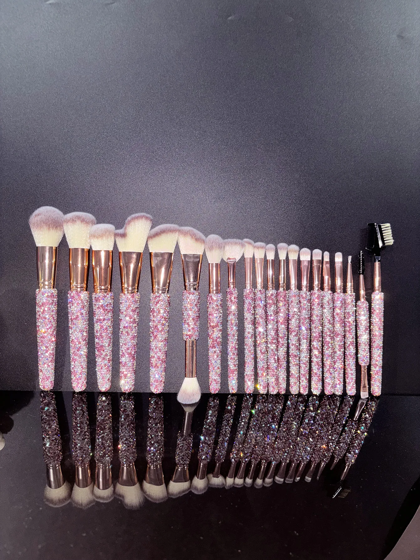 Ensemble de maquillage incrusté de diamants haut de gamme, 20 pièces, poudre de pin Rouge, avec strass pour améliorer l'effet artistique de beauté