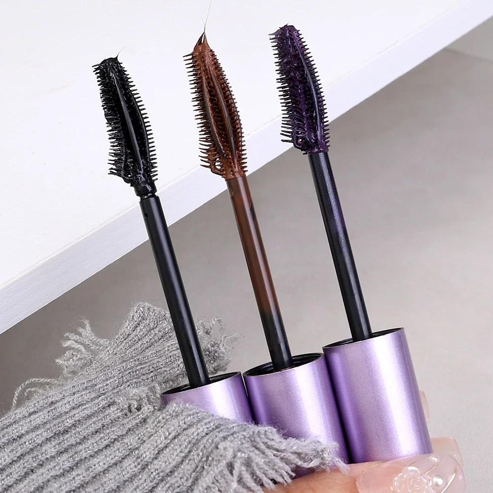 Mascara in fibra di seta 5D duraturo naturale impermeabile ad asciugatura rapida non fiorito nero marrone viola mascara bellezza degli occhi trucco cosmetico