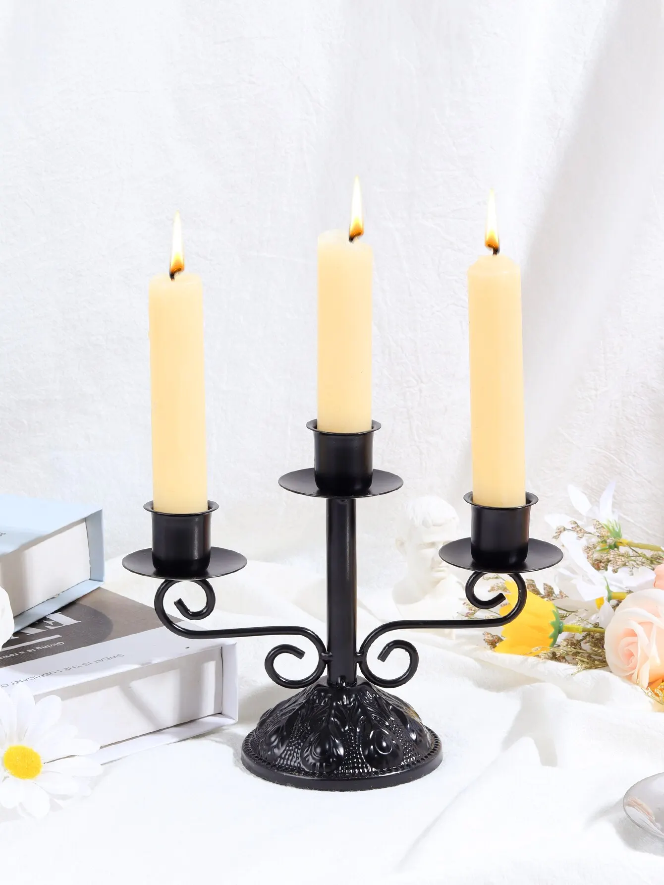 1pc European Vintage Candlestick Decoration Dining Table Romantic Candlelight Dinner Props Western Food Nordic Candlestick