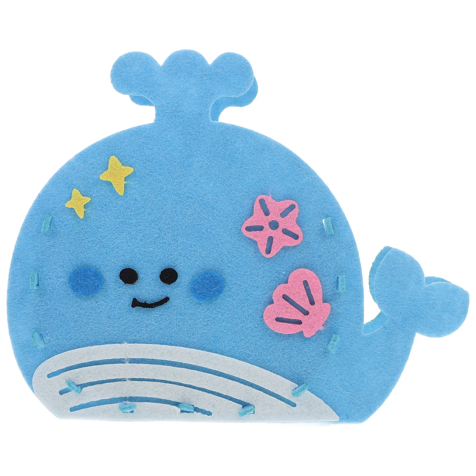 DIY Felt Whale Pencil Holder Kit for Cartoon Animal Stationery Organizer Desktop Desk Accessory Makeup Brush Stand Ocean