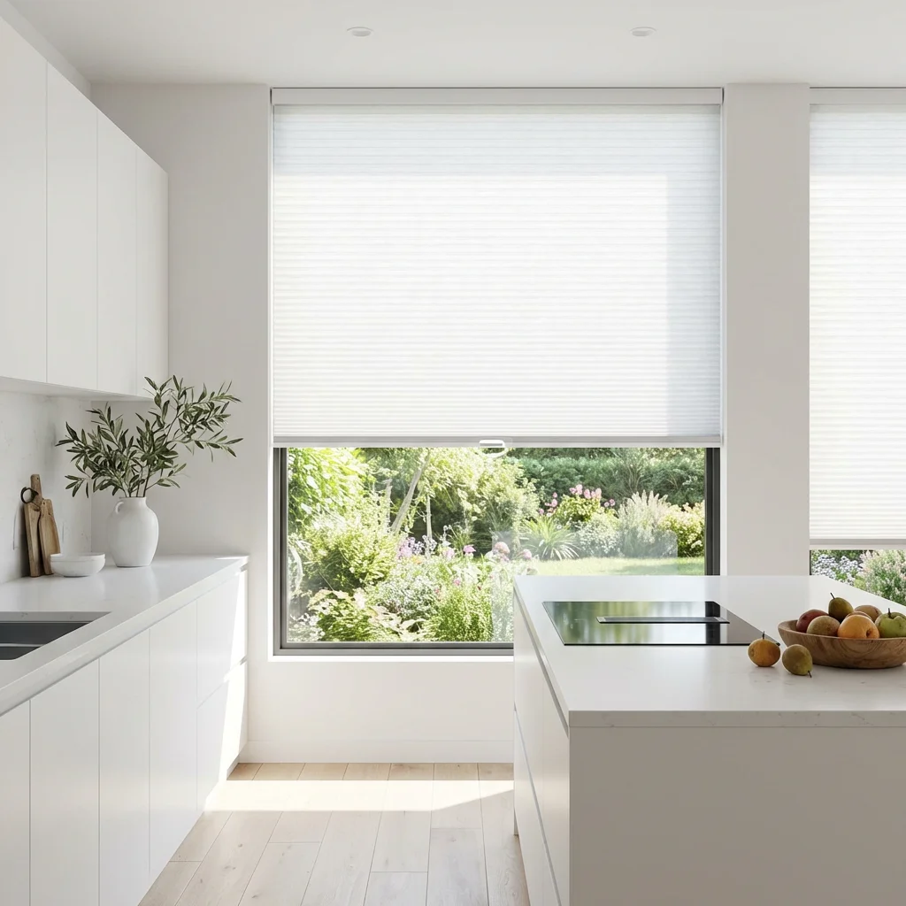 Modern Plain Honeycomb Blinds Vertical Cordless Cellular Shade Polyester Light Filtering Eco Friendly Bottom Built-in Heat Noise
