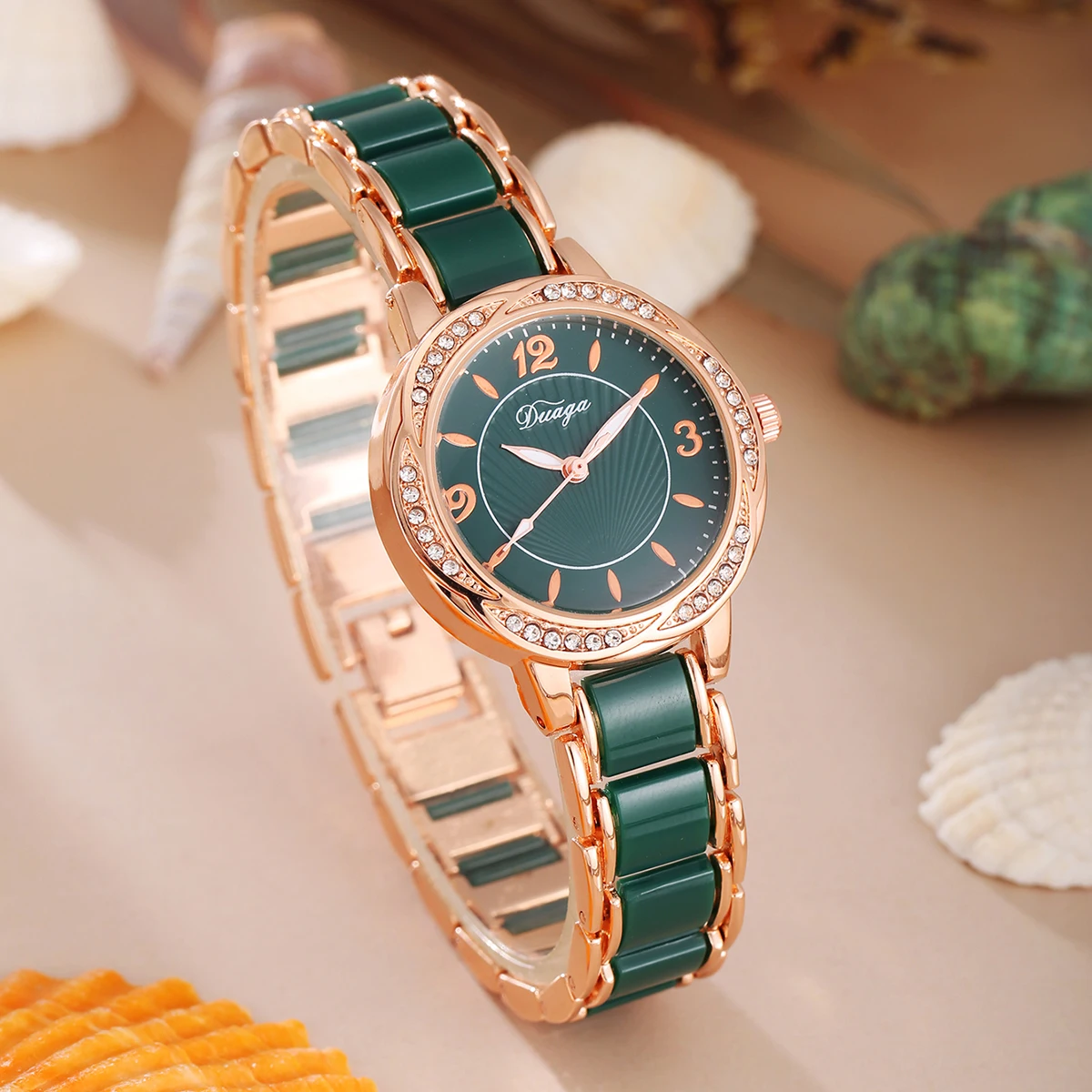 5PCS Women\'s Light Luxury Business Fashion Versatile Diamond studded Dial Steel Belt Watch Quartz Watch