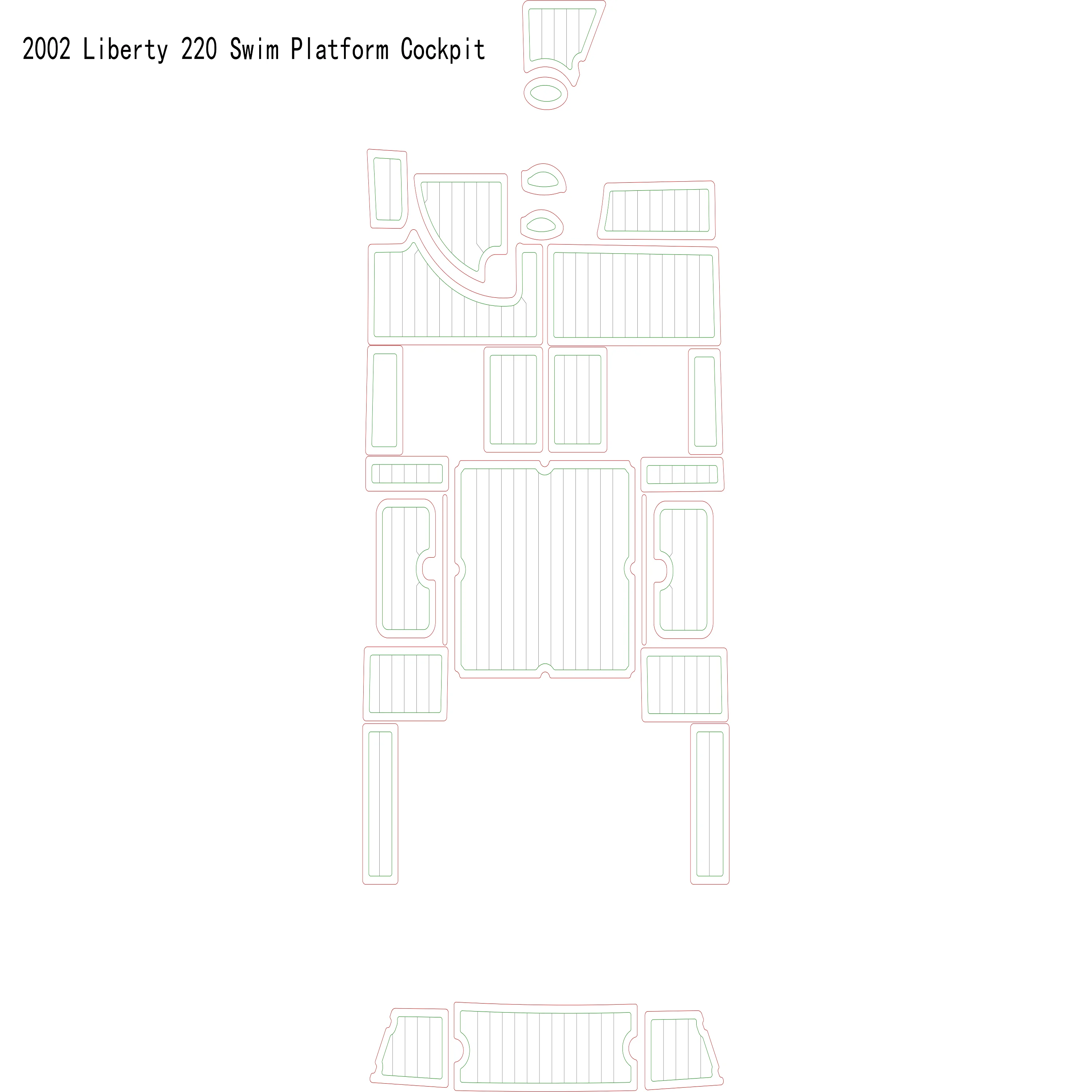 

2002 Liberty 220 Swim Platform Cockpit Boat EVA Faux Teak Deck Floor Pad