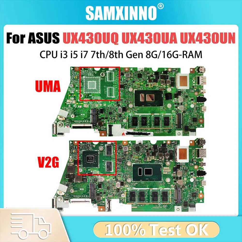 UX430UQ Notebook For ASUS ZENBOOK 14 UX430UA UX430UN UX430UNR UX430UQK Laotop Mainboard CPU i3 i5 i7 7th/8th Gen 8G/16G-RAM