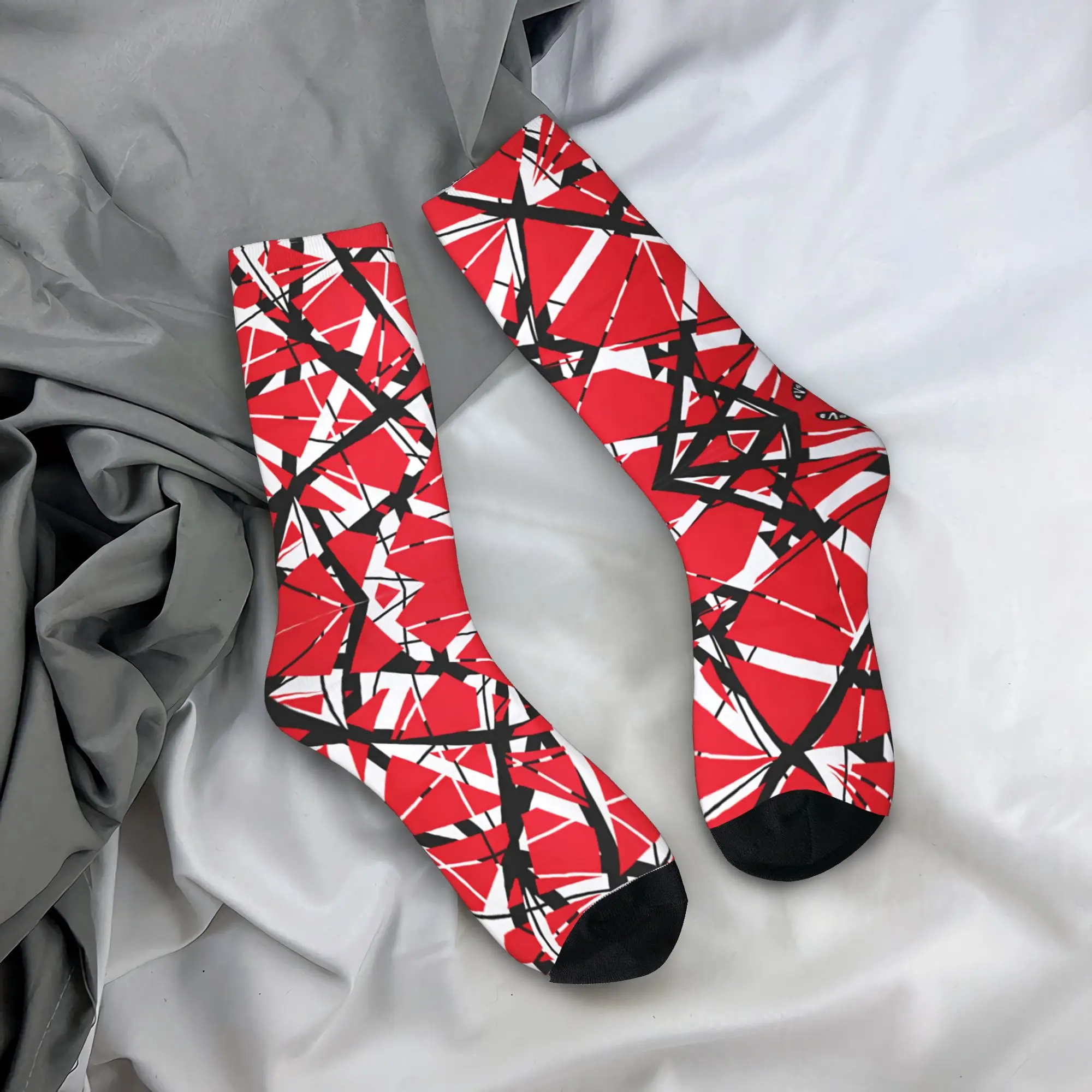 

Van Halen Red And White Abstract Painting With Black Lines Stockings Funny Socks Men Quality Socks Autumn Climbing Anti Socks