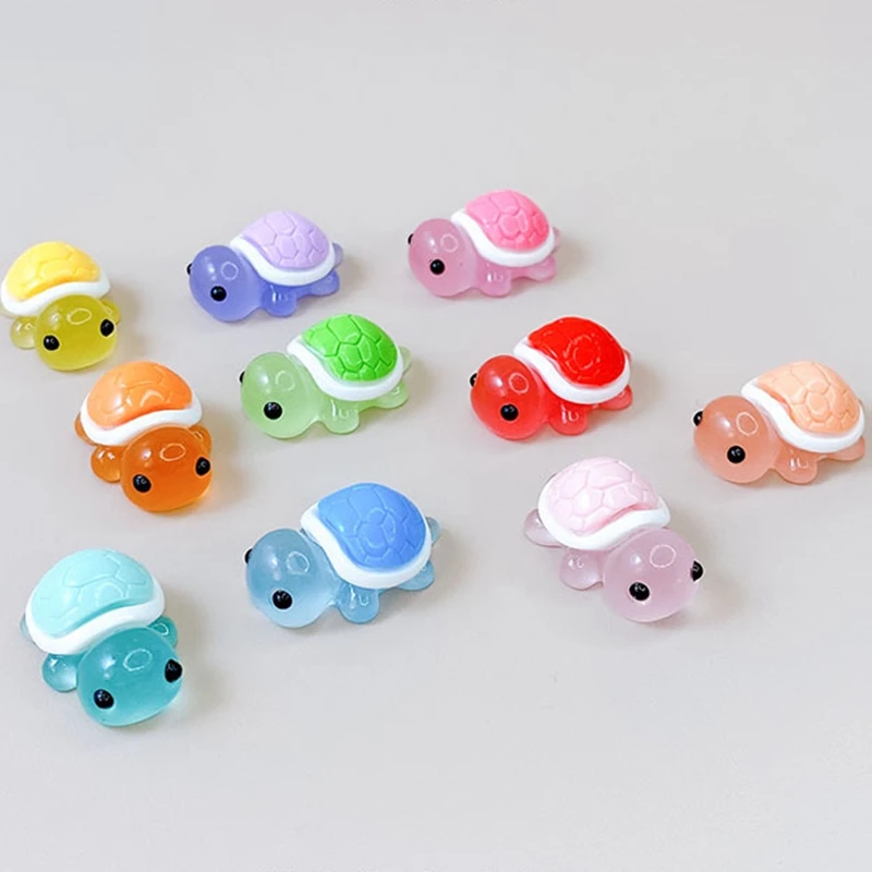 

20pcs/lot New Cute DIY Mini Turtle Charms Luminous Colors DIY Materials Table Home Decorations Art Car Accessories Z2139