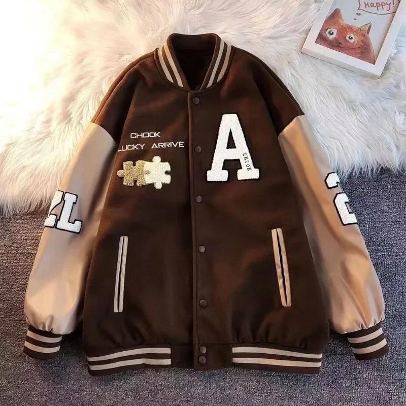 

Vintage Baseball Jacket Women Embroidery Oversize Korean Fashion Varsity Jackets College Bomber Button Coats Aesthetic