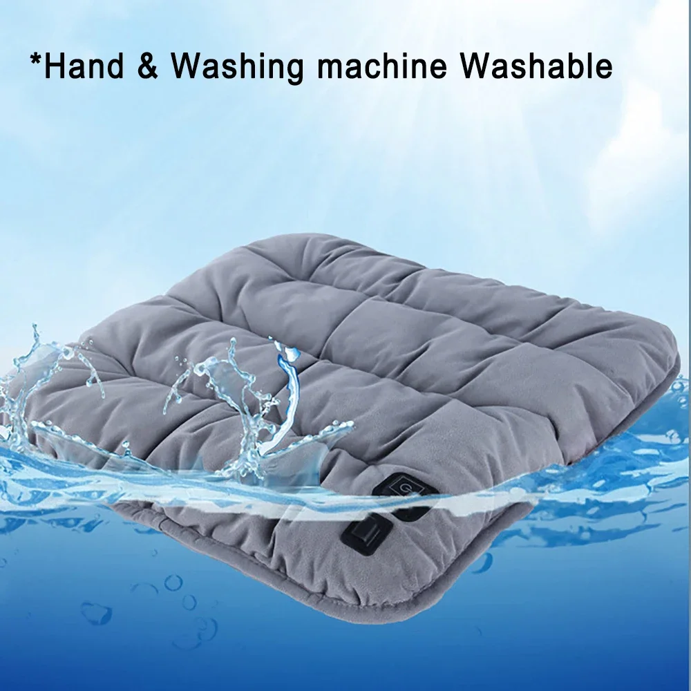 5V Electric Heating Pad 45x45cm Car Seat Cushion with 1m USB Charging Cable 3 Level Thermostat Adjustable Winter Chair Warmer image 5