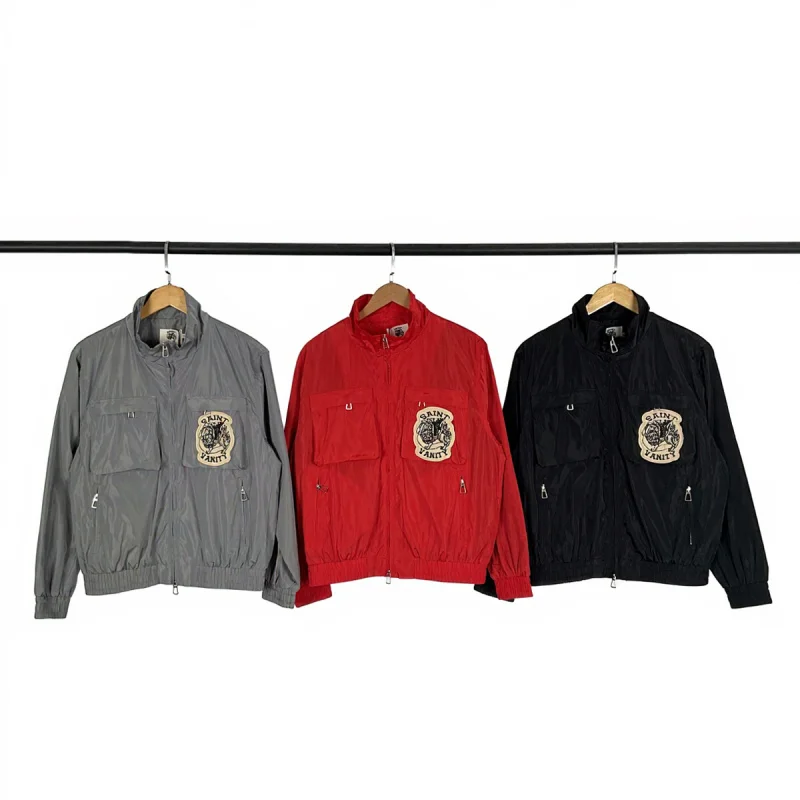 

Saint Vani, повседневная вышитая нашивка, тонкая куртка на молнии, легкая ветровка для мужчин и женщин, молодежная мода