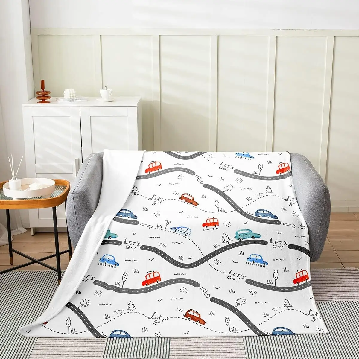 

Colorful Vehicle Car Fleece Blanket,Colorful Vehicle Car Bed Blanket for Kids Teens,Kids Traffic Car Flannel Blanket for