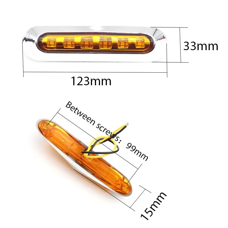 2x 12V-24V 6LED Chrome Bezel Side Marker Light Tail Lamp Auto Car Bus Truck Lorry Trailer Caravan Clearance Lights Tail Light