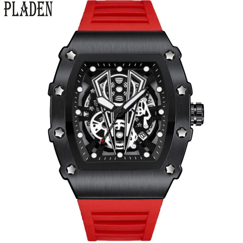 Luxury Men Watches Brand Personalized Quartz Fashion Tonneau Big Face Skeleton Wristwatch Luminous Pointer Watch Gift Hot Sale