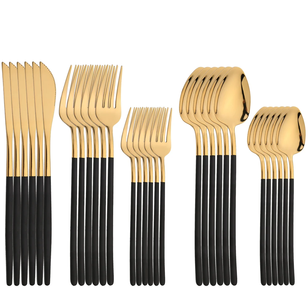 

30Pcs Dinnerware Sets 18/10 Stainless Steel Cutlery Set Knife Dessert Fork Spoon Tableware Kitchen Flatware Mirror Silverware