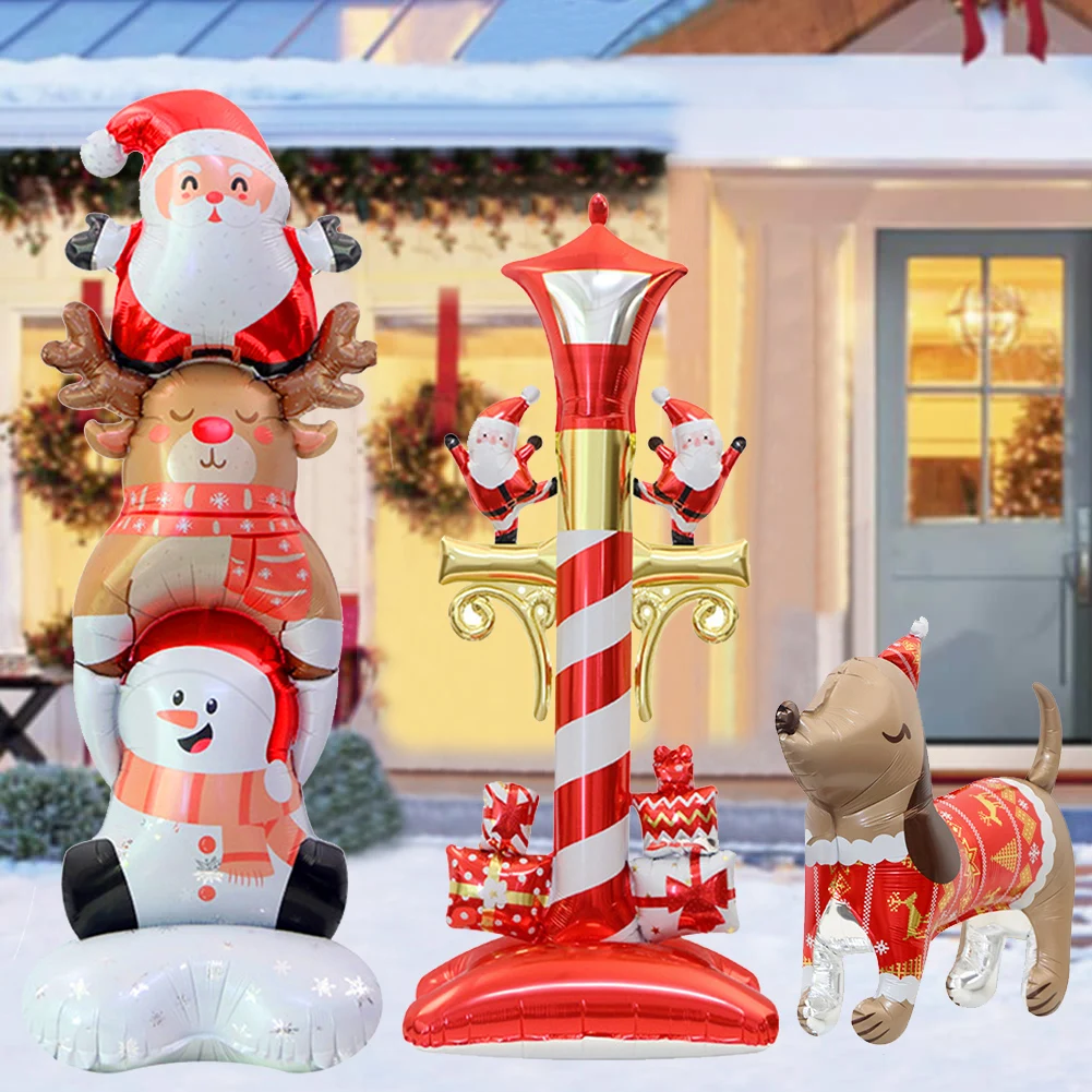 Großer stehender Weihnachts-Straßenbeleuchtungsballon, Welpe, Schneemann, Weihnachtsmann, Folienballon für Kinder, Weihnachtsgeschenk, Heimdekoration, Zubehör