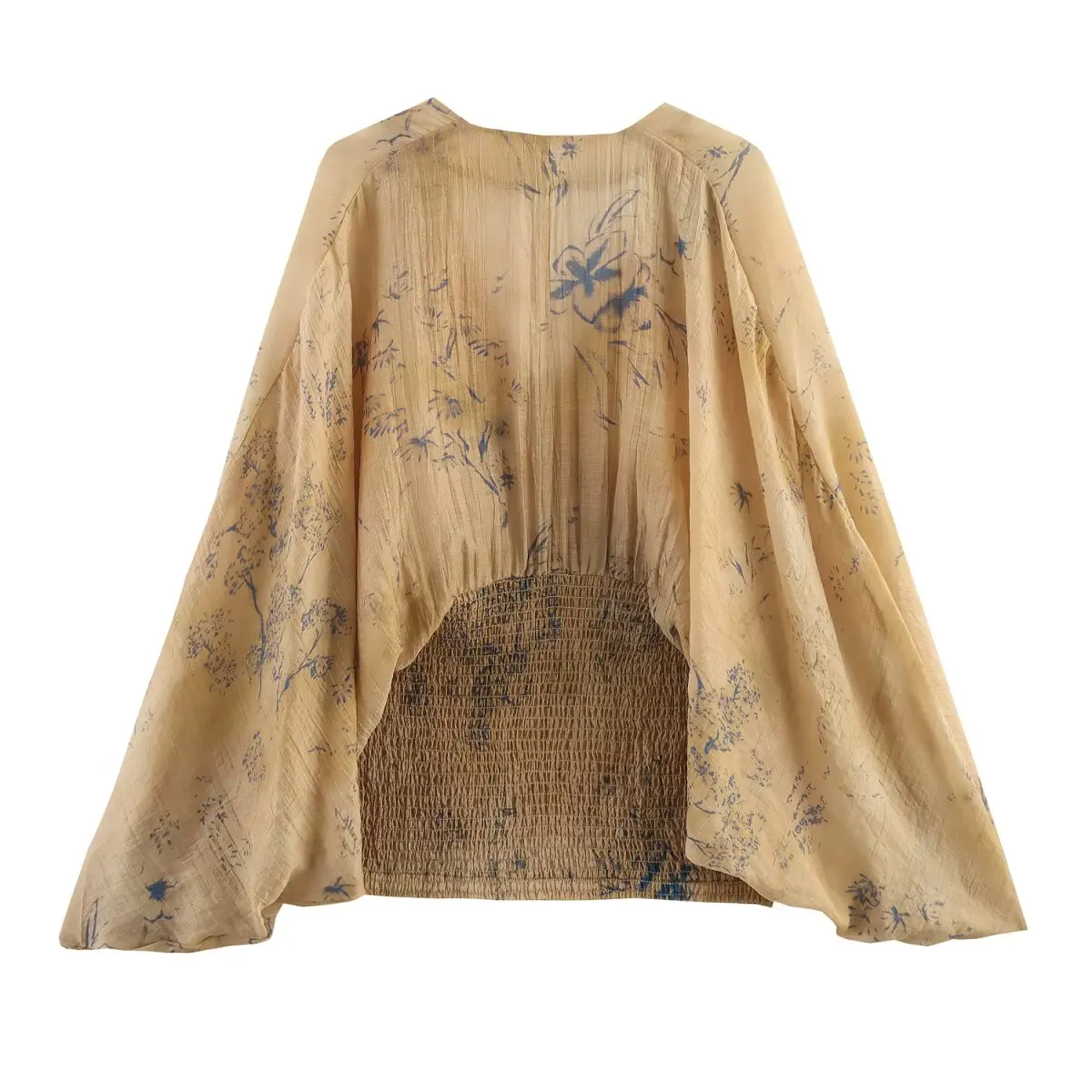 2025 New Women's Clothing European and American Style Fashion Temperament Chinese Style Series Printed V-Neck Top