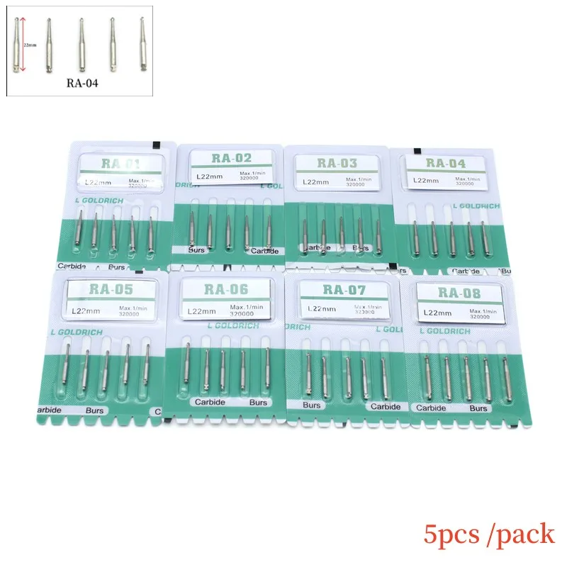 

5Pcs/box Dental Tungsten Carbide Rotary Bur RA Ball Drill Fissure Drill Round RA Series for Contra Angle Low Speed Handpiece