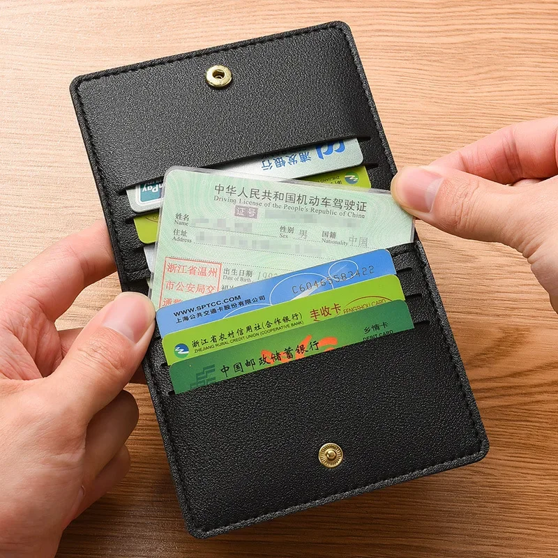 Ultra-thin Small Bank Card Multi Slot Card Holder Wallet for Women and Men Solid Leather Credit Card Bag Male CardHolder