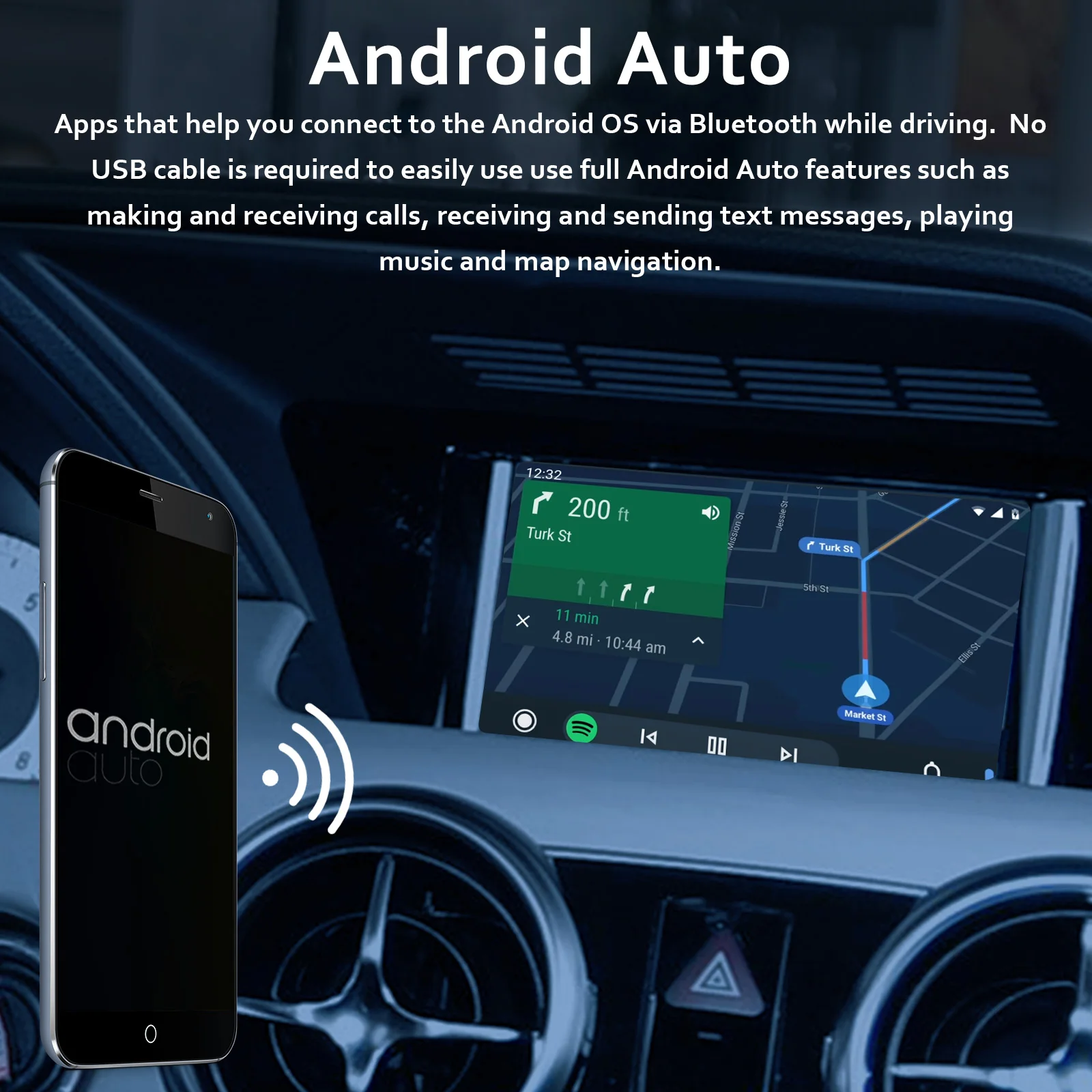 CARABC Antarmuka Multimedia Kotak Dekoder Modul Putar Mobil Carplay Nirkabel Android Auto untuk Mercedes Benz C-class W204 2011-2014