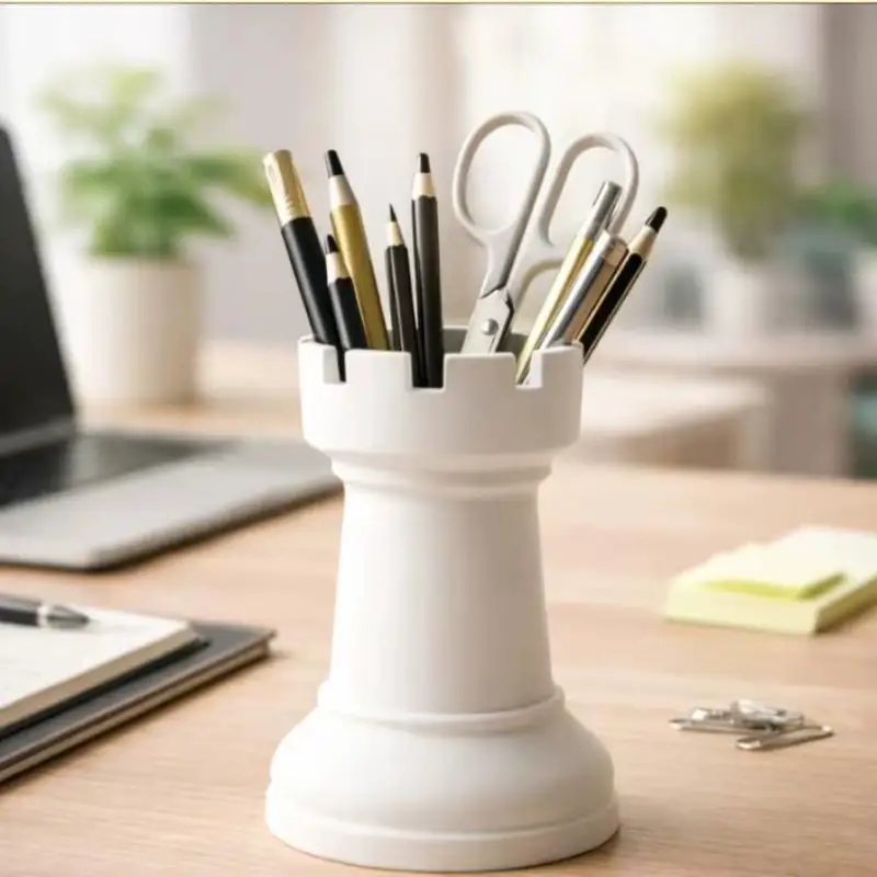 Cute Plastic Chess-Shaped Pen Holder Creative Flower Vase Pencil Storage Box Multi-function Makeup Brush Storage Cup Student