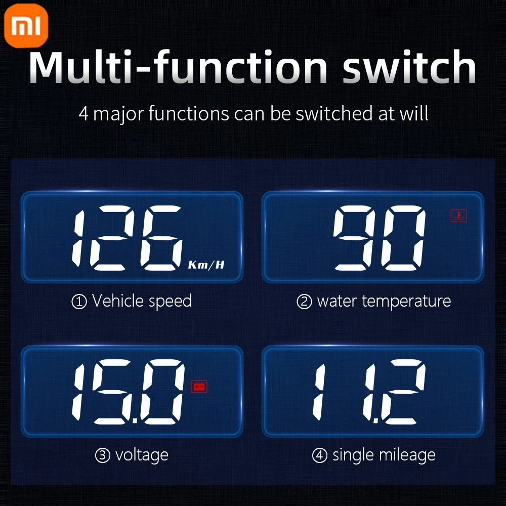 جهاز عرض الزجاج الأمامي Xiaomi M3 HUD عداد السرعة شاشة عرض علوية لقيادة سرعة الكمبيوتر إنذار السرعة الزائدة جهد درجة حرارة الماء #4