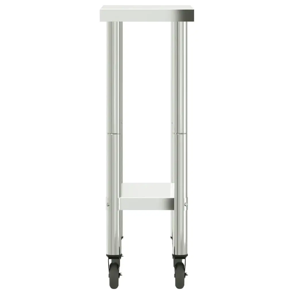 Portable Stainless Steel Kitchen Work Table with Wheels - 21.7x11.8x33.5 Inch Versatile Cart