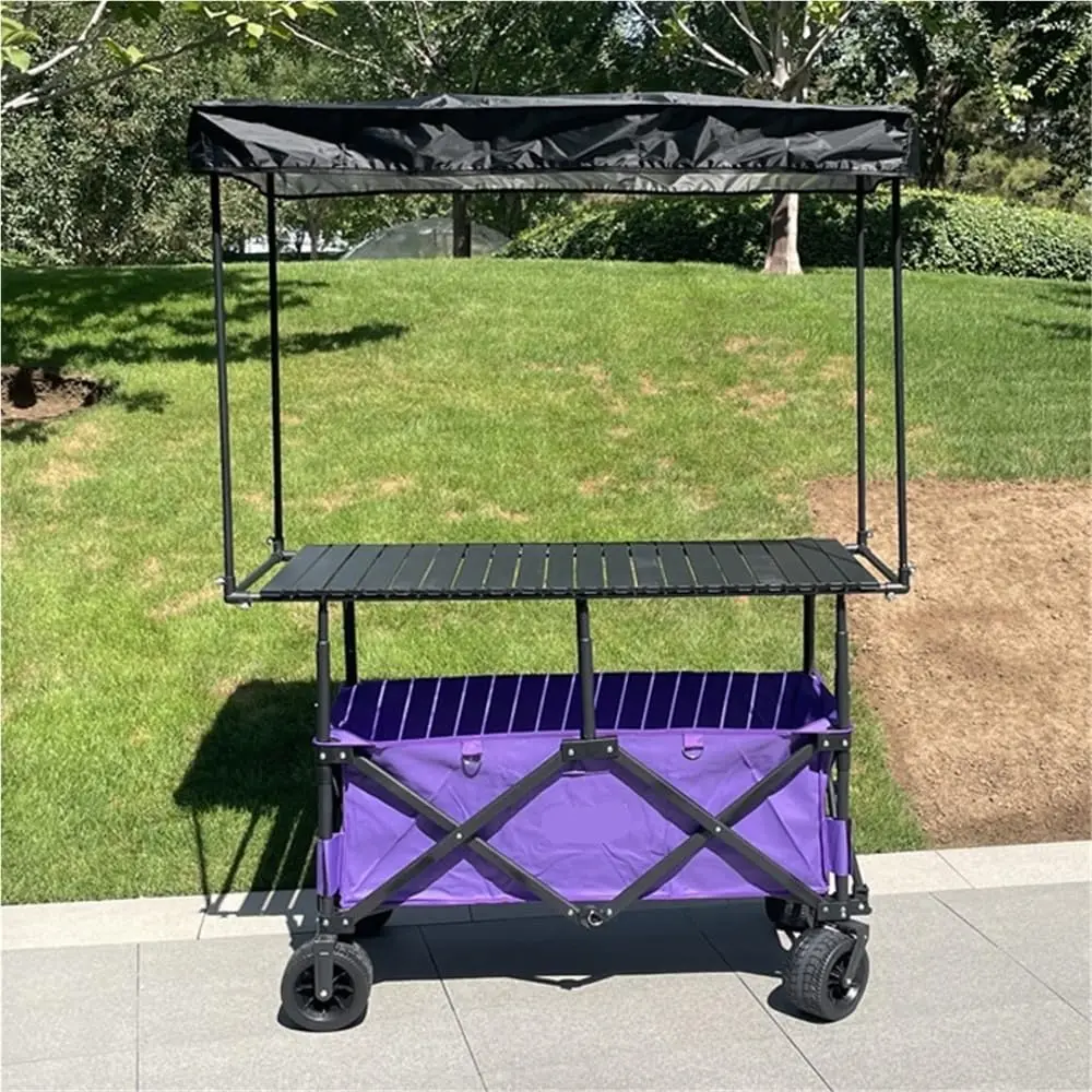 420L high quality 4 position height adjustable heavy duty foldable waterproof OEM with canopy trolley, pink wide wheel camper
