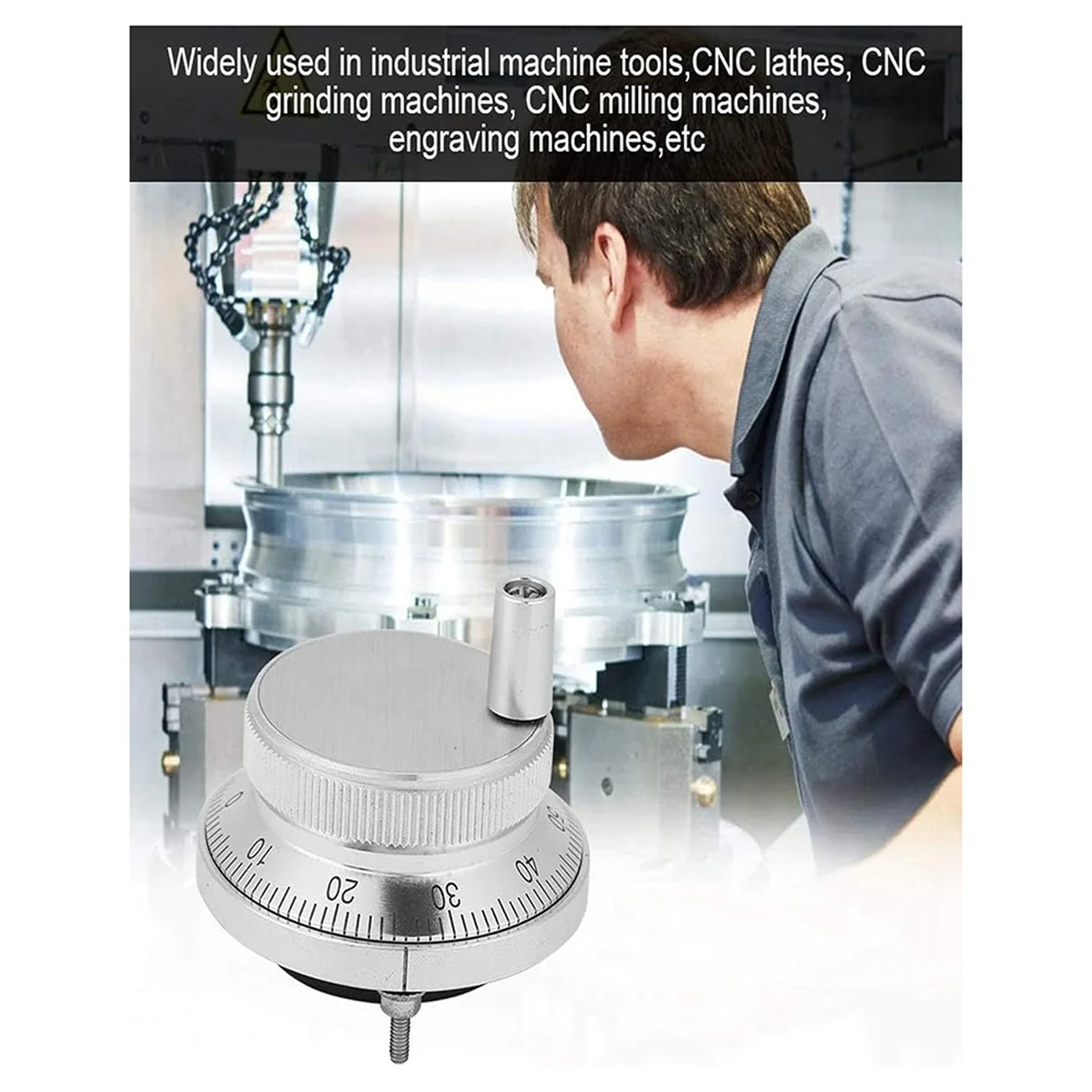 A002 5V CNC Electronic Handwheel, 6 Terminal 100PPR Manual Pulse Generator Hand Wheel Rotary Knob Encoder with Handle 80mm