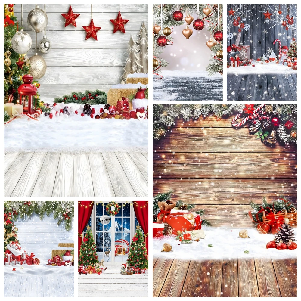 

Christmas Photography Backdrop Winter Tree Snowman Wood Floor Window Fireplace Baby Birthday Family Party Photo Background Props