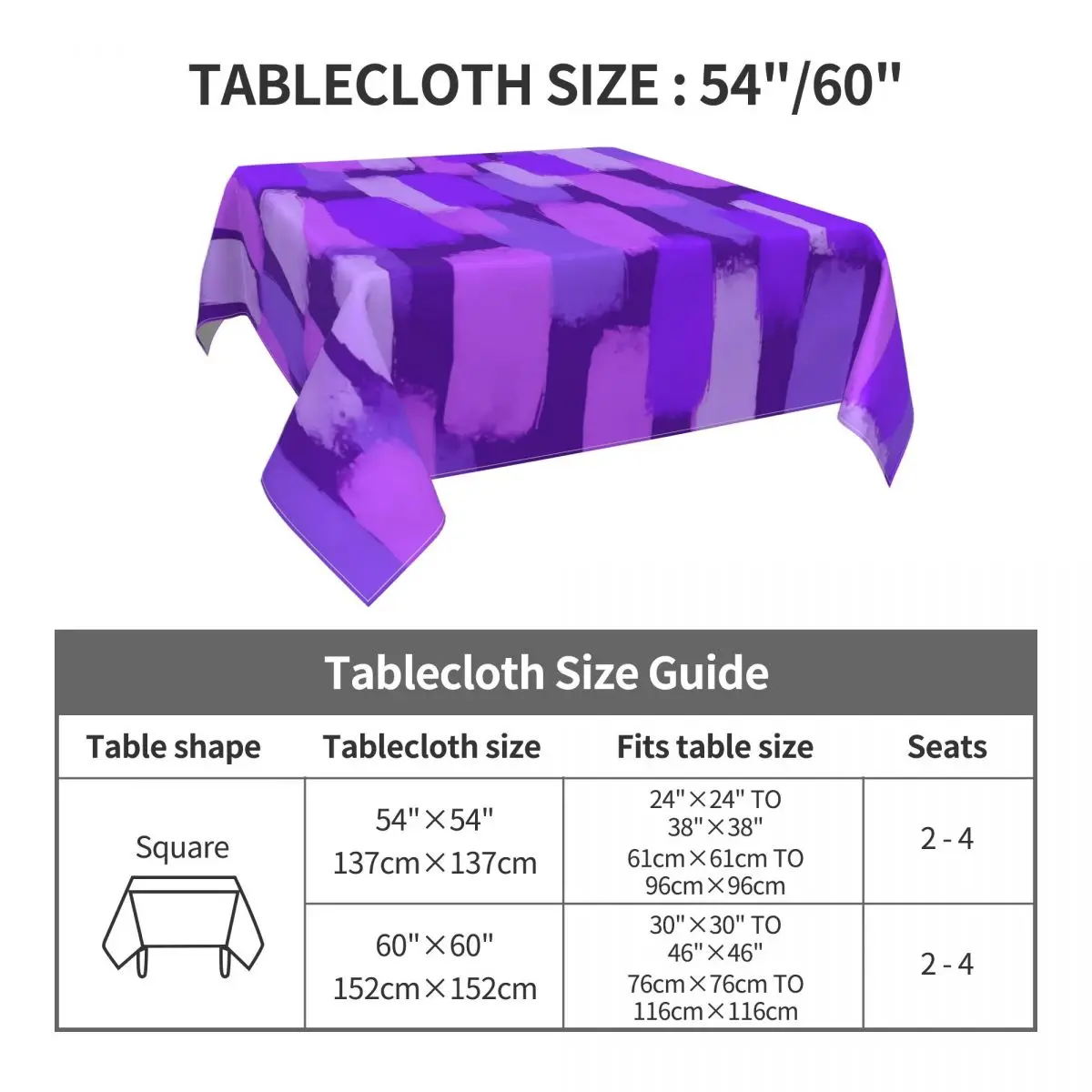 Purple Paint Brush Tablecloth Abstract Art Table Cloth For Banquet Christmas Party Table Cover Polyester Table Decoration