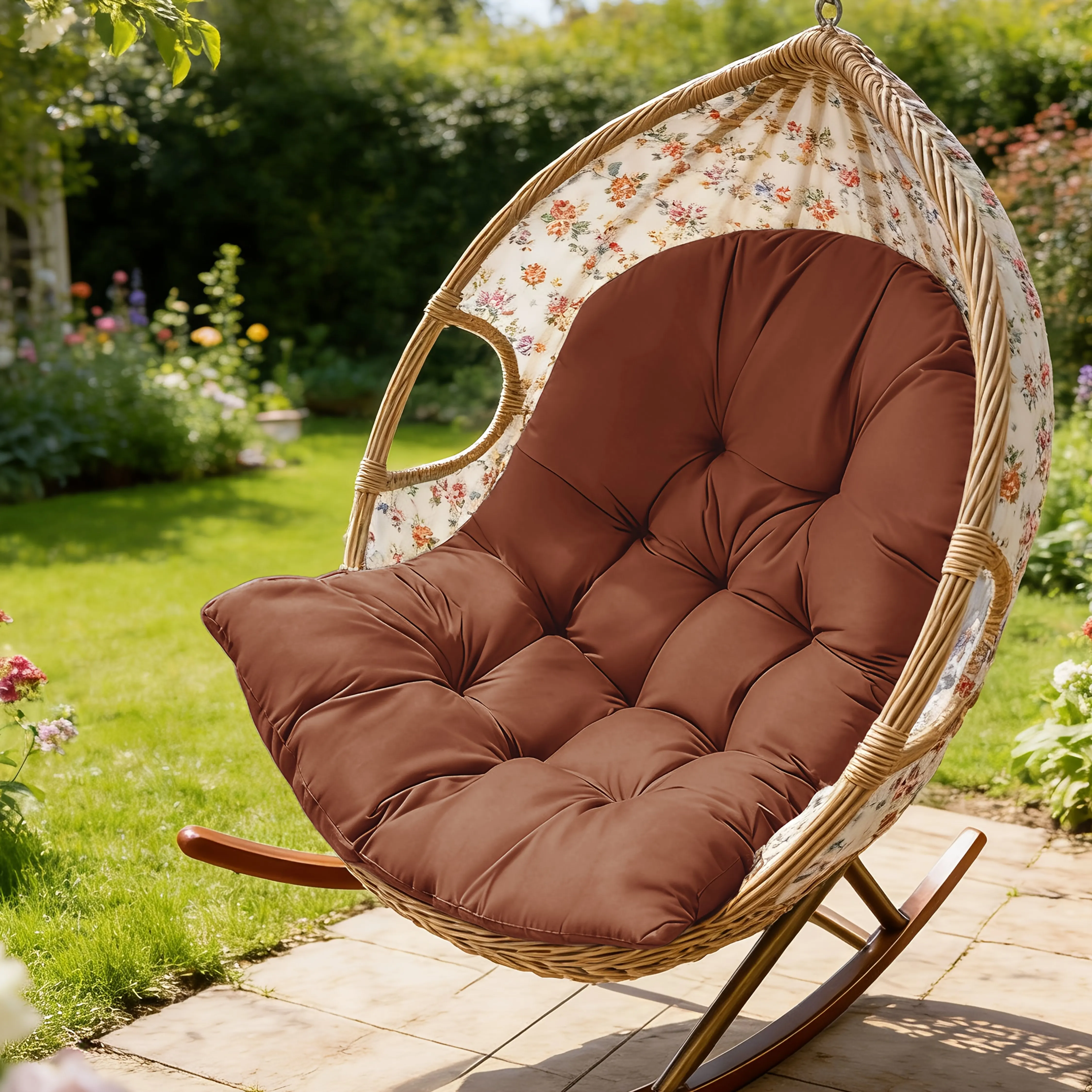 Thick Tufted Hanging Egg Chair Cushion Replacement Solely, Soft Ergonomic Seat Pad for Indoor Outdoor Rattan Hammock Baske