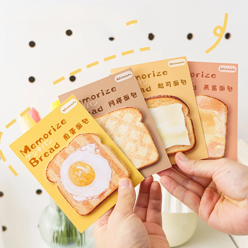 24pcs/lot Creative Bread Memo Pad Cute N Times Sticky Notes Notepad Bookmark Stationery Stickers Gift School Supplies