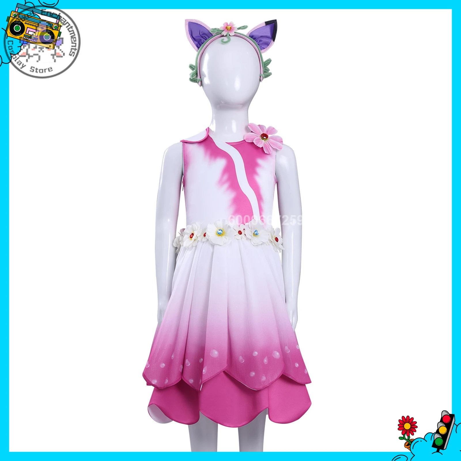 

New Cartoon Anime Character Cosplay Costume Fairy Dress Pink Children's Dress Cute Role-Playing Outfit Comic Con Halloween Party