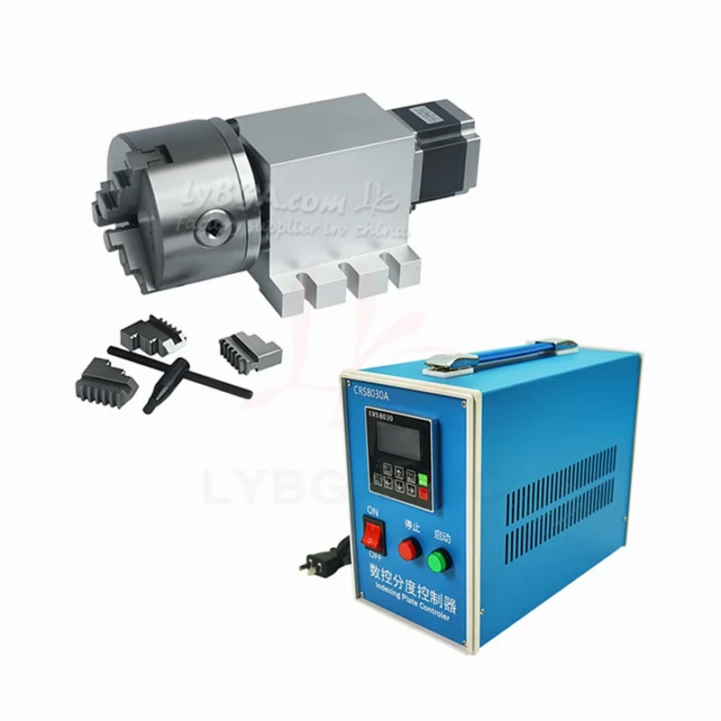 17-50-100A B CNC Rotary A Axis Indexing Head, 100mm 3/4 Jaw Optional Chuck 50:1 Harmonic Speed Reducer for CNC Engraving Machine