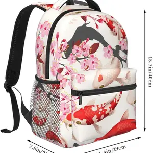 Eleganter Rucksack mit Sakura -Muster und Koi -Fisch, Casual Rucksack mit mehreren Taschen, Computer -Rucksack für Arbeit und Geschäft 10 Hauptverkaufsfisch -Rucksack - №8
